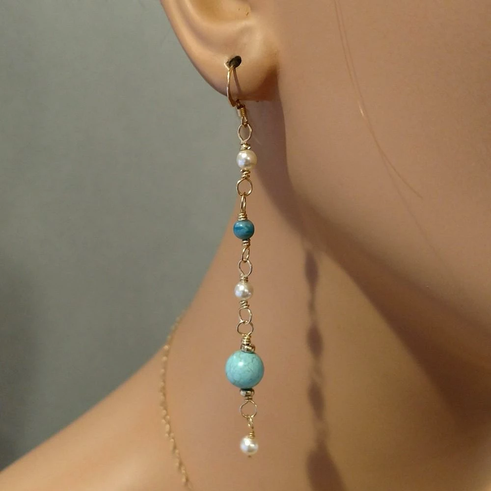 Lexi Butler Designs Long 14 K Gold Filled Turquoise Pearl Earrings 8 Lexi Butler Designs Long 14 K Gold Filled Turquoise Pearl Earrings