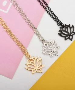 One Tribe Apparel Jewelry Lotus Flower Charm Necklace Pendant