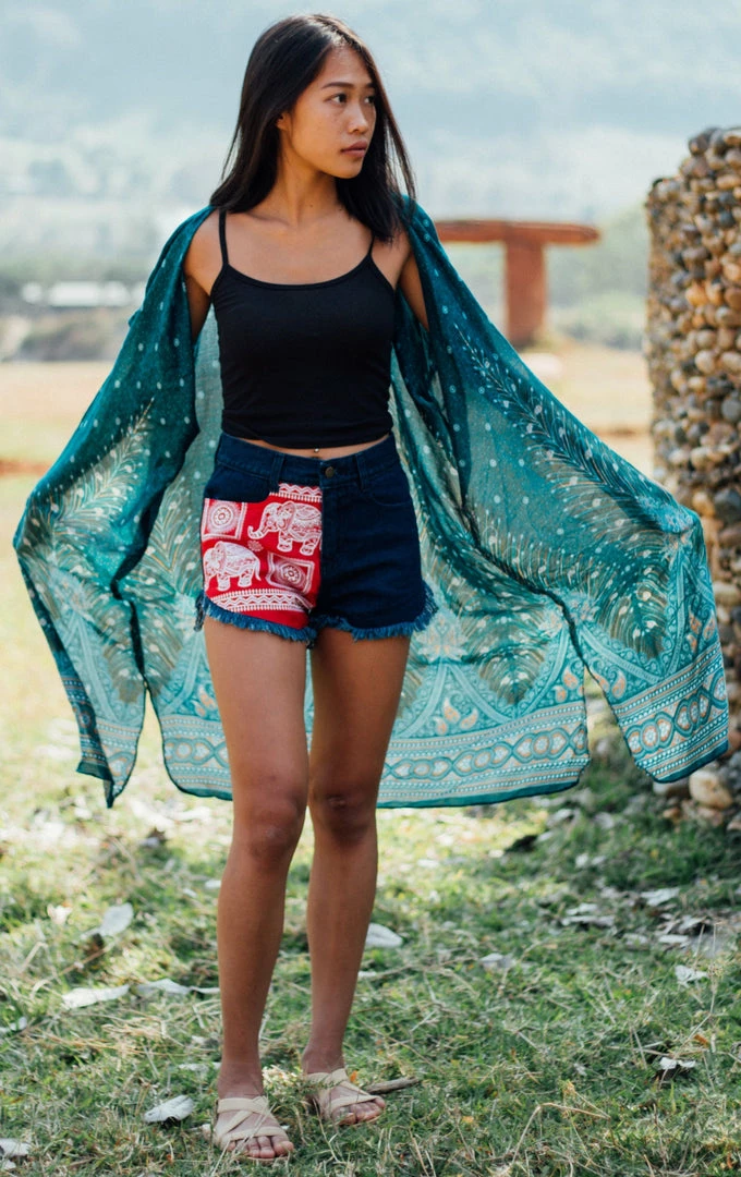 Napat Mediterranean Blue Peacock Kimono 9 Napat Mediterranean Blue Peacock Kimono