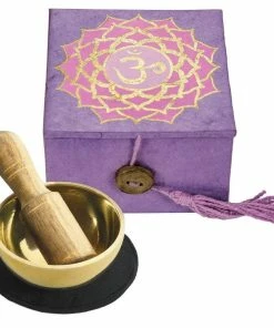 DZI (Meditation) Mini Meditation Bowl Box: 2" Crown Chakra (GC) Home