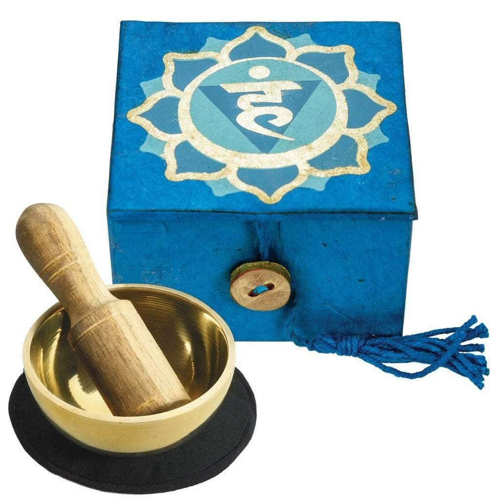DZI (Meditation) Mini Meditation Bowl Box: 2" Throat Chakra (GC) 3 DZI (Meditation) Mini Meditation Bowl Box: 2" Throat Chakra (GC)