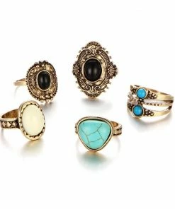 One Tribe Apparel Moon Goddess Antique Ring Set Jewelry