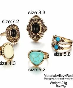 One Tribe Apparel Moon Goddess Antique Ring Set Jewelry