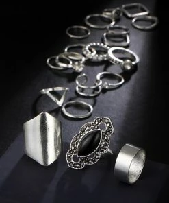 17KM Official Store Jewelry Moon Goddess White Stone Ring Set