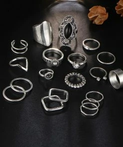 17KM Official Store Jewelry Moon Goddess White Stone Ring Set