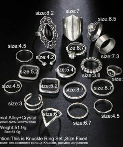 17KM Official Store Jewelry Moon Goddess White Stone Ring Set