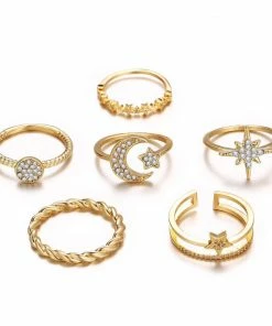 17KM Official Store Moon & Stars Boho Ring Set