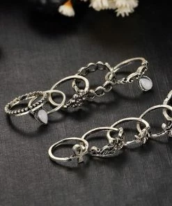 One Tribe Apparel Jewelry Moonstone Vintage Boho Ring Set