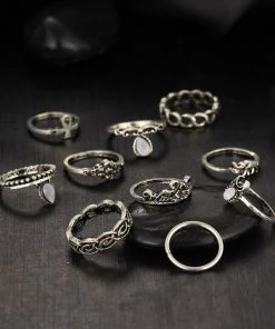 One Tribe Apparel Jewelry Moonstone Vintage Boho Ring Set