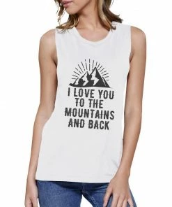 TSF Design Mountain And Back White Tank Top Boho Tops