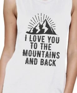 TSF Design Mountain And Back White Tank Top Boho Tops