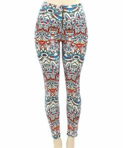 Le Chic, LLC Pants Multi Colored Tribal Print Zipper Leggings