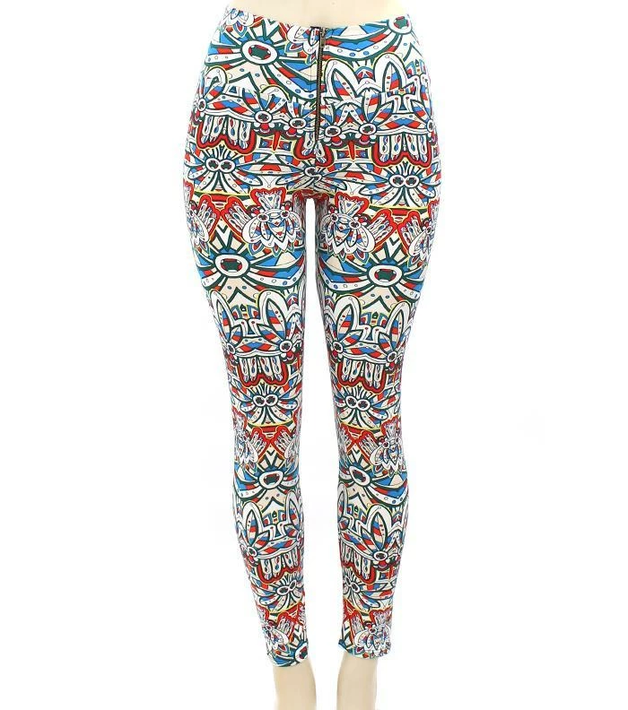 Le Chic, LLC Pants Multi Colored Tribal Print Zipper Leggings 3 Le Chic, LLC Pants Multi Colored Tribal Print Zipper Leggings