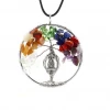 Ybollar Grandtime Store Multicolor 7 Chakra Quartz Necklace W/ Tree Of Life Owl Pendant Jewelry