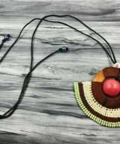 AMIU Handmade Store Multicolor Red Bead Tassel Necklace Jewelry