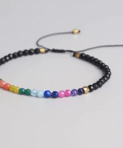 AMIU Handmade Store Multicolor Stone Beads 7 Chakra Bracelet Jewelry