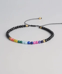 AMIU Handmade Store Multicolor Stone Beads 7 Chakra Bracelet Jewelry