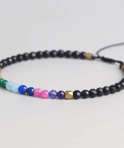 AMIU Handmade Store Multicolor Stone Beads 7 Chakra Bracelet Jewelry