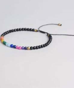 AMIU Handmade Store Multicolor Stone Beads 7 Chakra Bracelet Jewelry