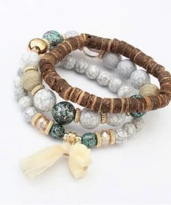 One Tribe Apparel Multilayered Bead Bracelet With Elephant Charm