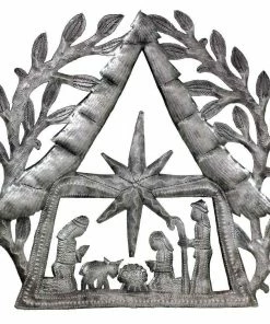 Croix Des Bouquets (H) Nativity Scene With Branches Metal Wall Art (11" X 11") (GC)