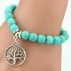 LUBINGSHINE Official Store Natural Blue Stone Tree Of Life Charm Bracelet