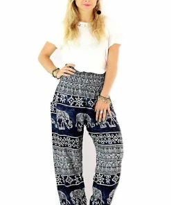 Napat Navy Blue Ancient Elephant Harem Pants