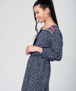Q2 Navy Romper With Floral Print Boho Dresses