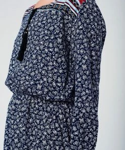 Q2 Navy Romper With Floral Print Boho Dresses
