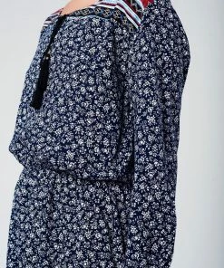 Q2 Navy Romper With Floral Print Boho Dresses