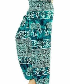 Napat Ocean Blue Ancient Elephant Harem Pants