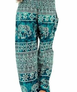 Napat Ocean Blue Ancient Elephant Harem Pants