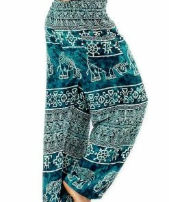 Napat Ocean Blue Ancient Elephant Harem Pants