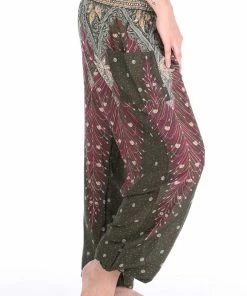 Napat Olive Green Peacock Harem Pants