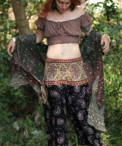 Napat Boho Tops Olive Green Peacock Kimono