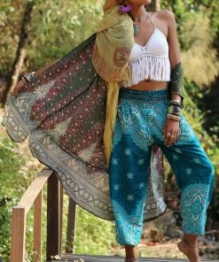 Napat Boho Tops Olive Green Peacock Kimono