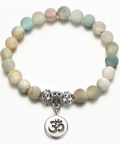 17KM Official Store Jewelry Om Charm Wrap Bracelet With Natural Stone Beads