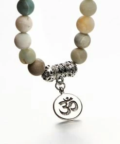 17KM Official Store Jewelry Om Charm Wrap Bracelet With Natural Stone Beads