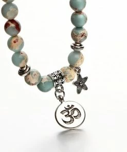 17KM Official Store Jewelry Om Charm Wrap Bracelet With Natural Stone Beads