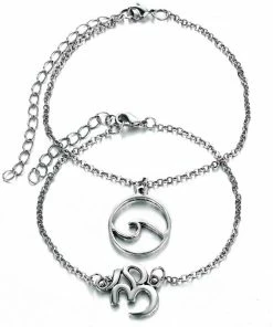 17KM Official Store Jewelry Om & Wave Bohemian Beach Anklet In Silver
