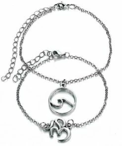 17KM Official Store Jewelry Om & Wave Bohemian Beach Anklet In Silver