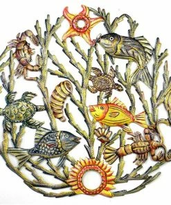 Croix Des Bouquets Painted Sea Life Metal Wall Art (GC) Home