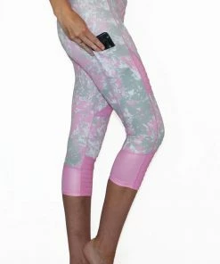 Belcorva Pink And Gray Marble Moto - Pocket Capri Pants