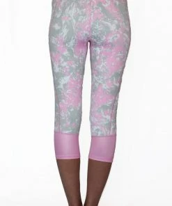 Belcorva Pink And Gray Marble Moto - Pocket Capri Pants