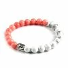 One Tribe Apparel Pink & White Buddha Bracelet Jewelry