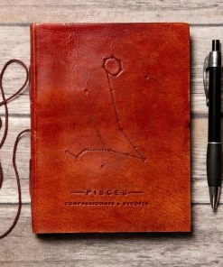 Soothi Accessories Pisces Zodiac Handmade Leather Journal