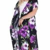 Napat Boho Tops Purple & Black Floral Kimono