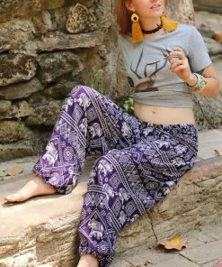 Napat Purple Classic Elephant Harem Pants