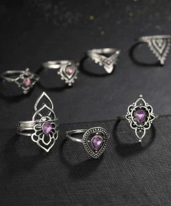 One Tribe Apparel Jewelry Purple Gemstone Goddess Ring Set 13 One Tribe Apparel Jewelry Purple Gemstone Goddess Ring Set