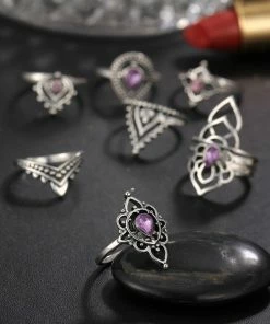 One Tribe Apparel Jewelry Purple Gemstone Goddess Ring Set 14 One Tribe Apparel Jewelry Purple Gemstone Goddess Ring Set